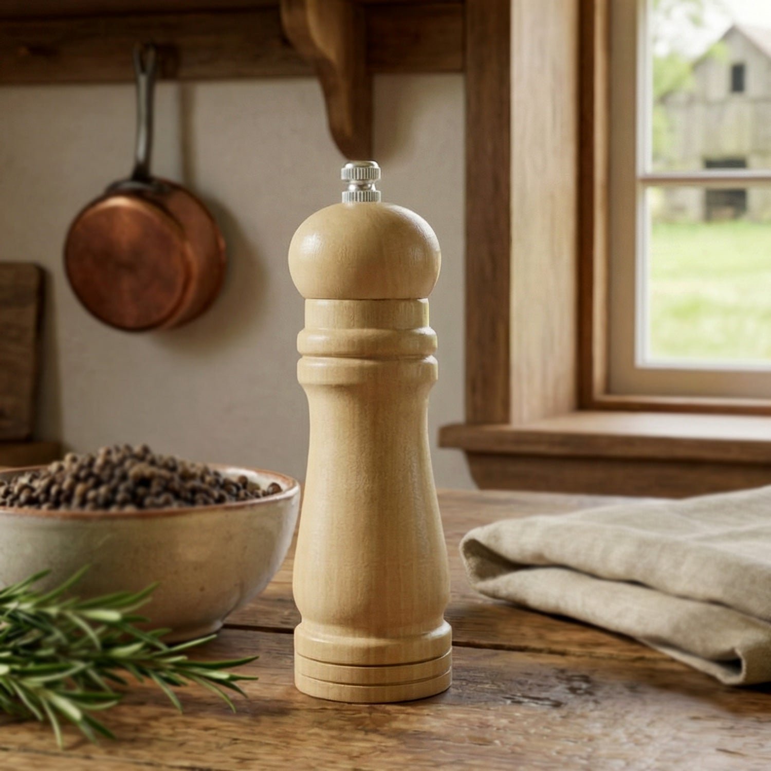 Wooden Manual Pepper Grinder – Adjustable Coarseness for Fresh Spice