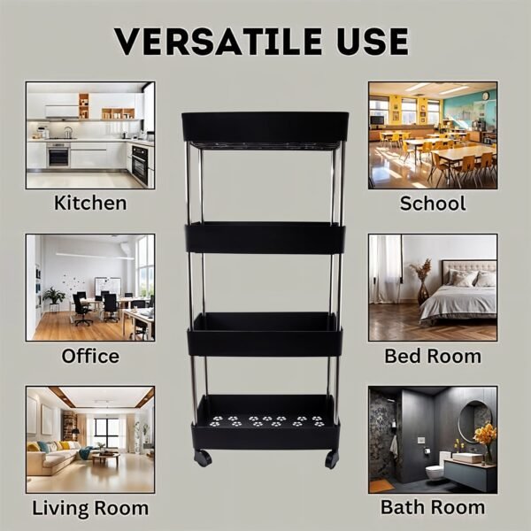 Movable Storage Rack Trolley – 4-Layer Heavy Duty Organizer