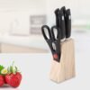 Kitchen Knife Set – 5-Piece Black Set with Wooden Block & Scissors