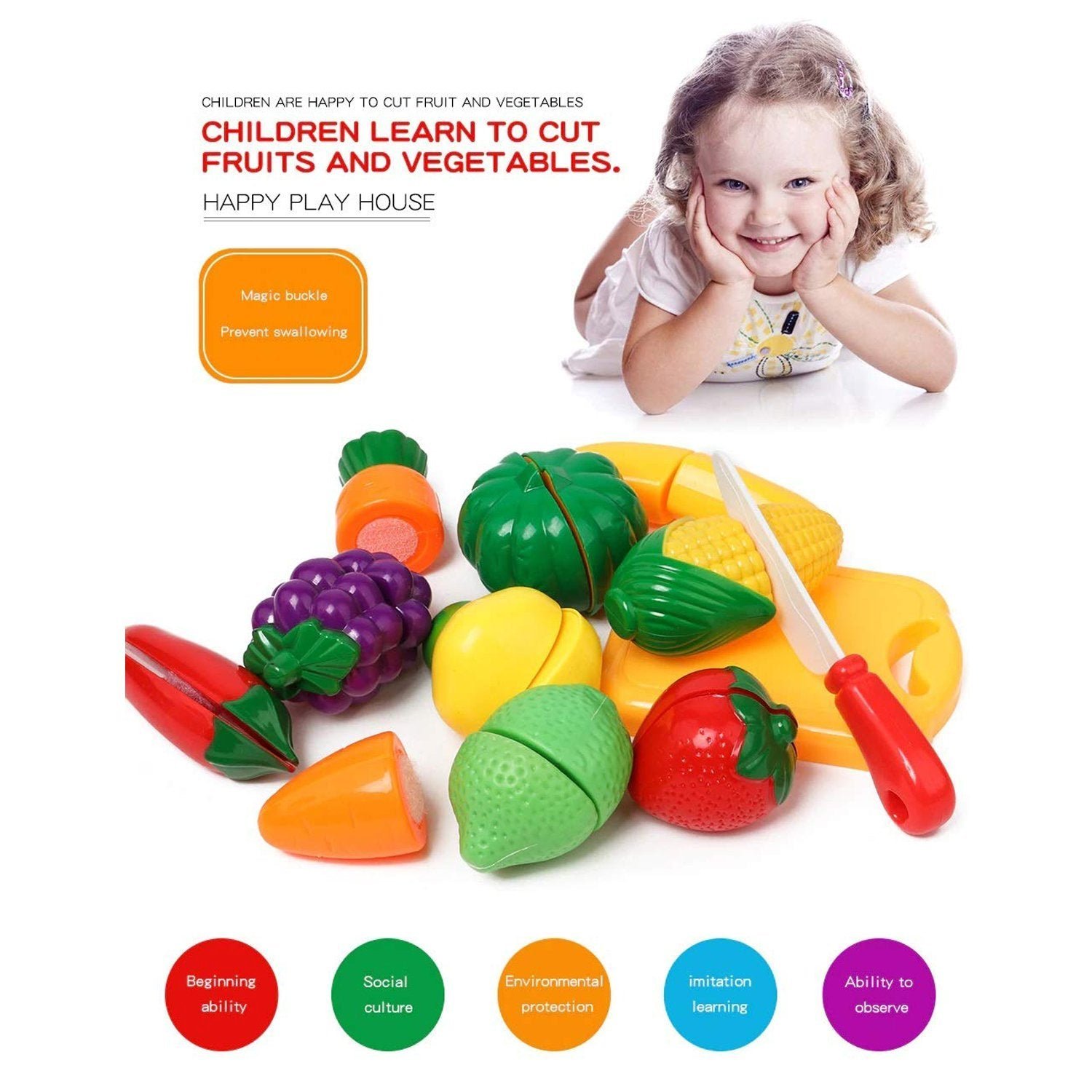 Sliceable Play Food Set – Realistic Fruits & Veggies | Gamevana
