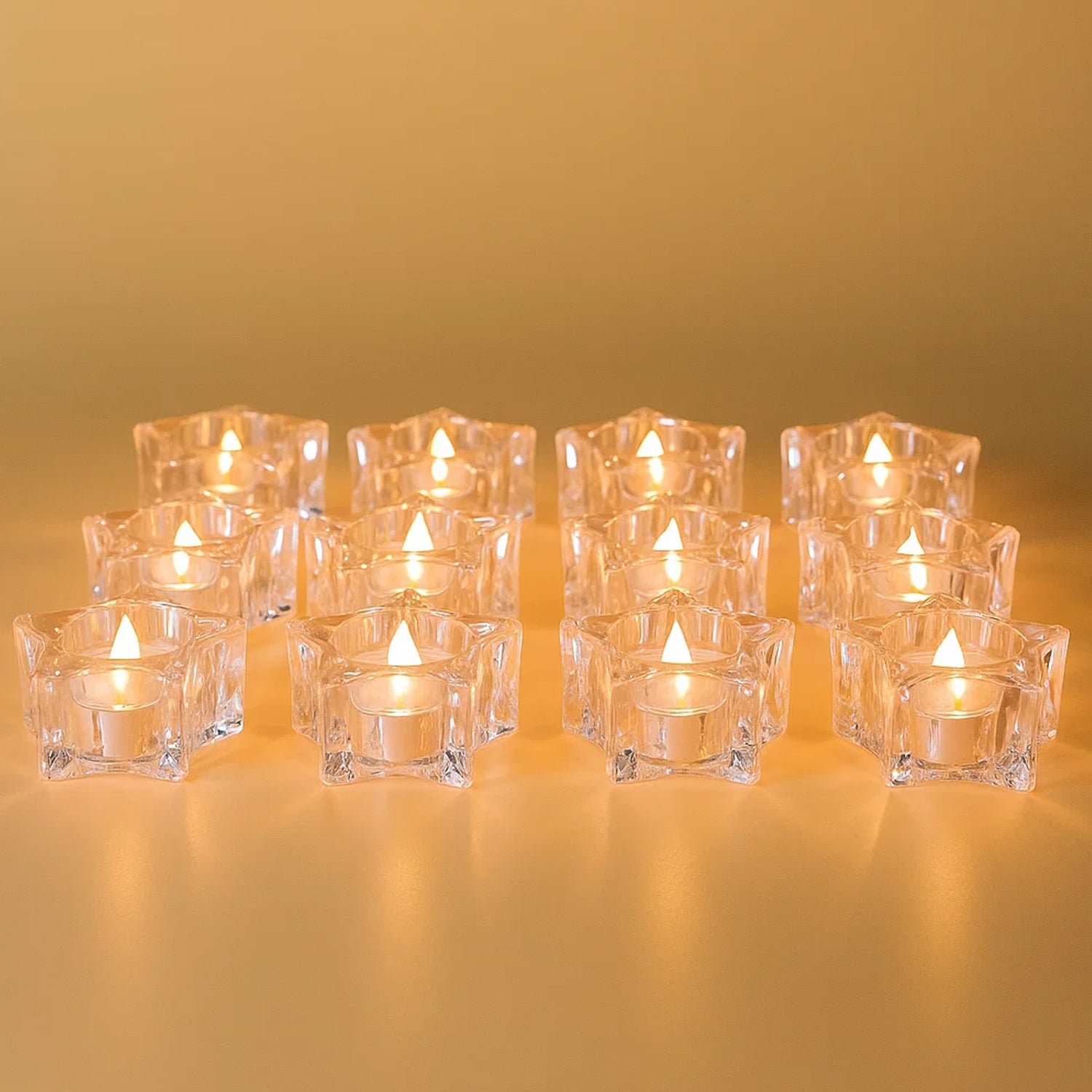LED Crystal Effect Flameless Candles – Set of 12 Decorative Tealights