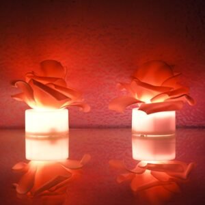 Rose LED Flickering Tealight Candles – Romantic Flameless Glow