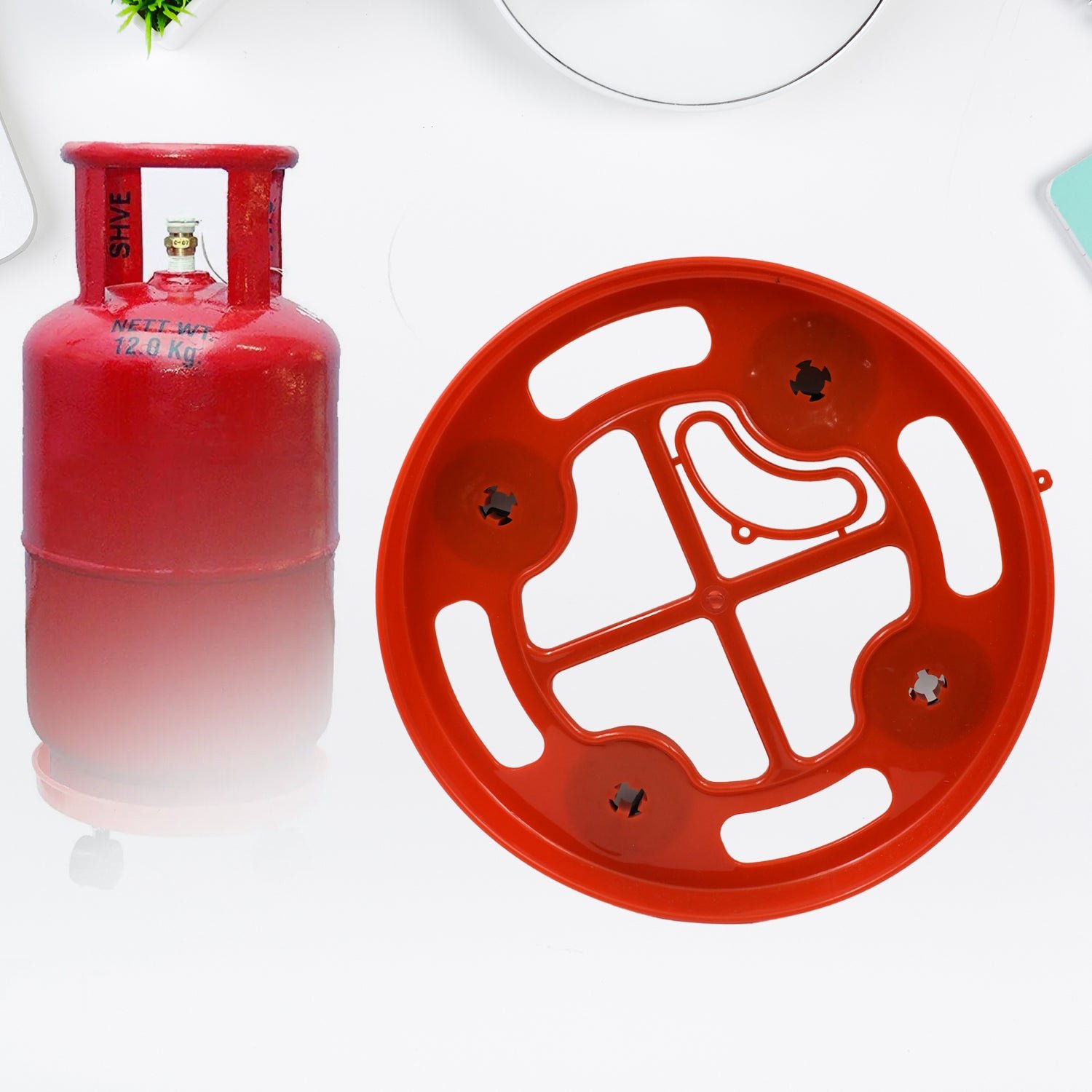 Gas Cylinder Trolley – Durable Plastic & Multi-Directional Wheels | Tidy Table