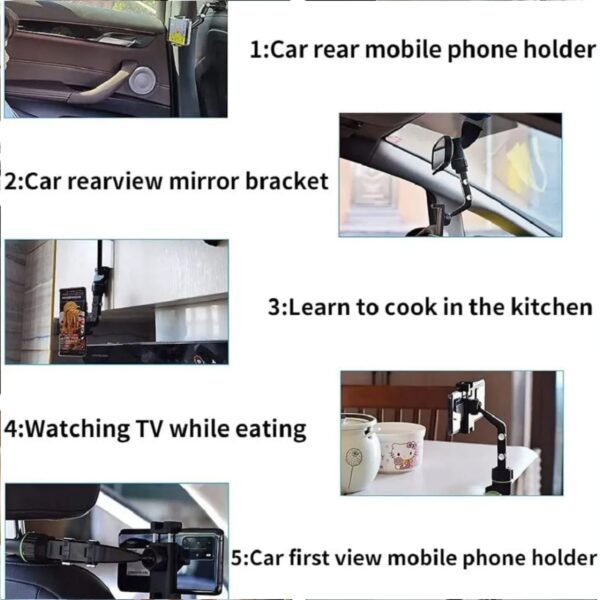 Car Rear View Mobile Holder – 360° Rotatable Mount | Velvet Wheels