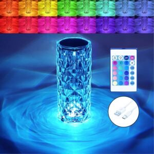 Crystal Touch Lamp – 16-Color Rose Diamond LED Table Light | Styleva