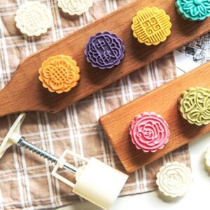 Mooncake Press Mold – 4 Floral Stamps for Perfect Baking