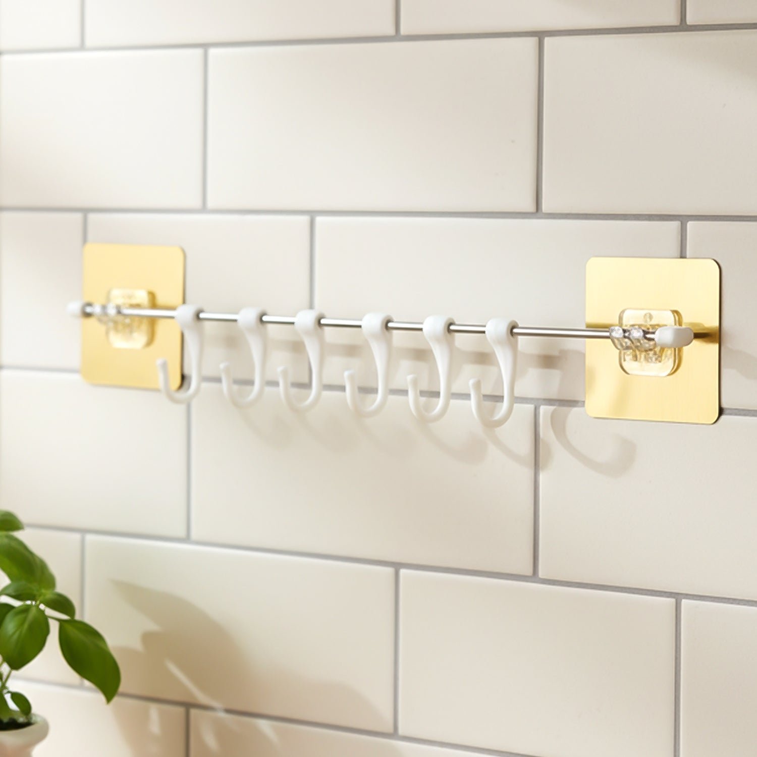 Kitchen Utility Hook Rack – Wall Mounted Adhesive Organizer