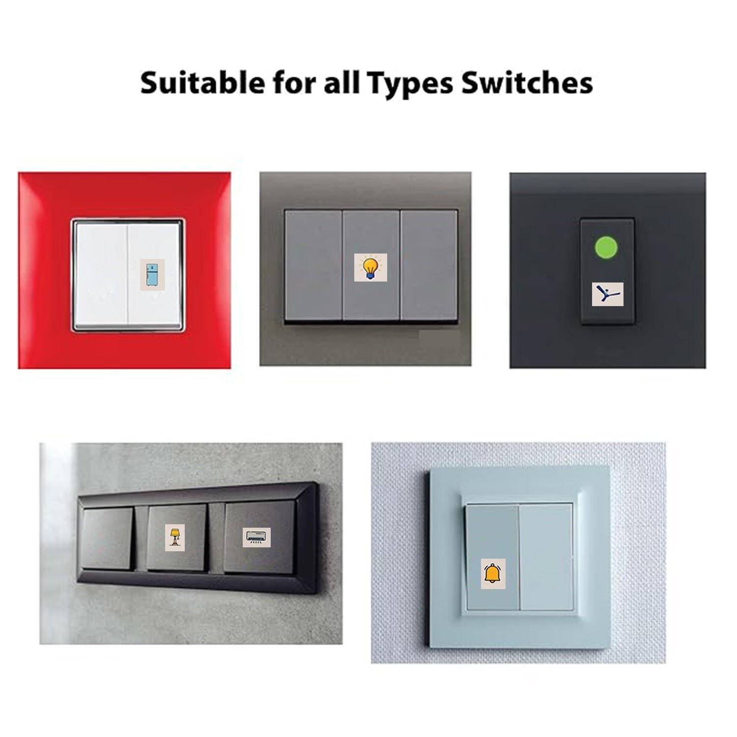 Smart Switch Icon Stickers – Pack of 10 Sheets with Appliance Icons