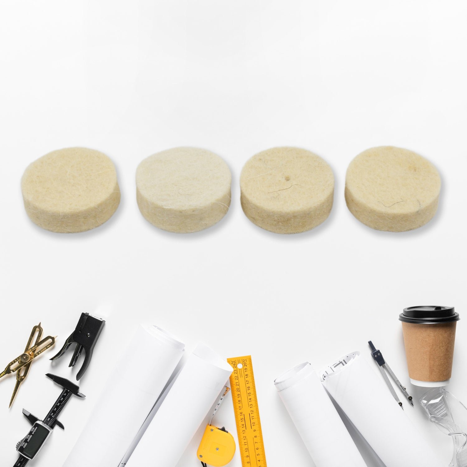 Wool Felt Polishing Pads – Rotary Tool Set (4 Pcs) | Wagtail