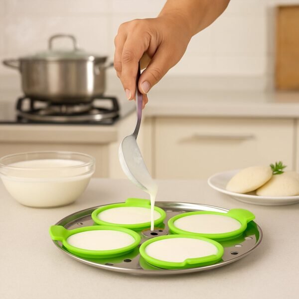 Silicone Idli Maker Cups – Non-Stick Food-Grade Moulds (4 Pcs)