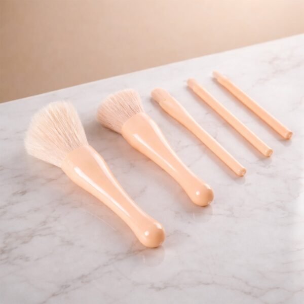 5 in 1 Makeup Brush Set – Compact Kit with Built-in Mirror