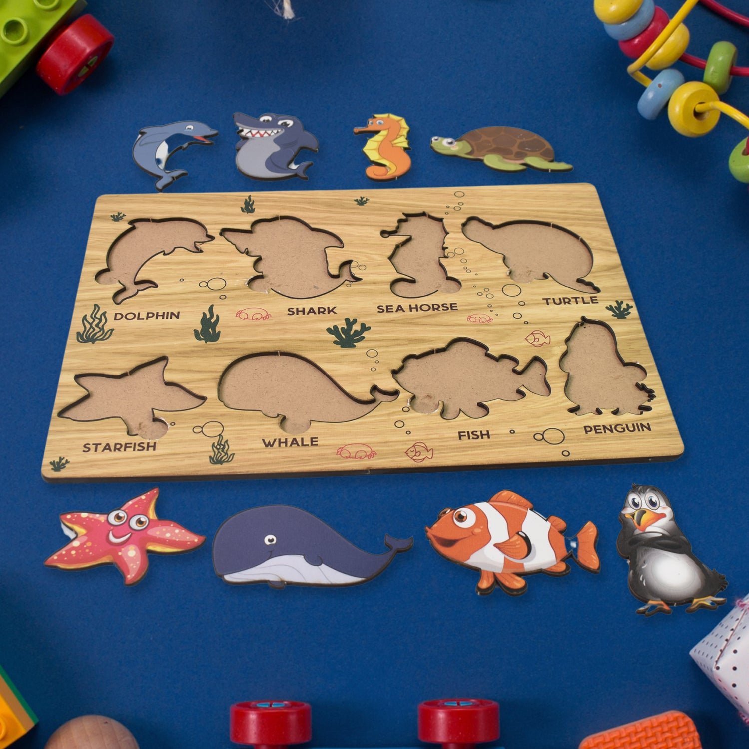 Wooden Sea Animal Puzzle – Educational Toy for Kids | Inventive Play