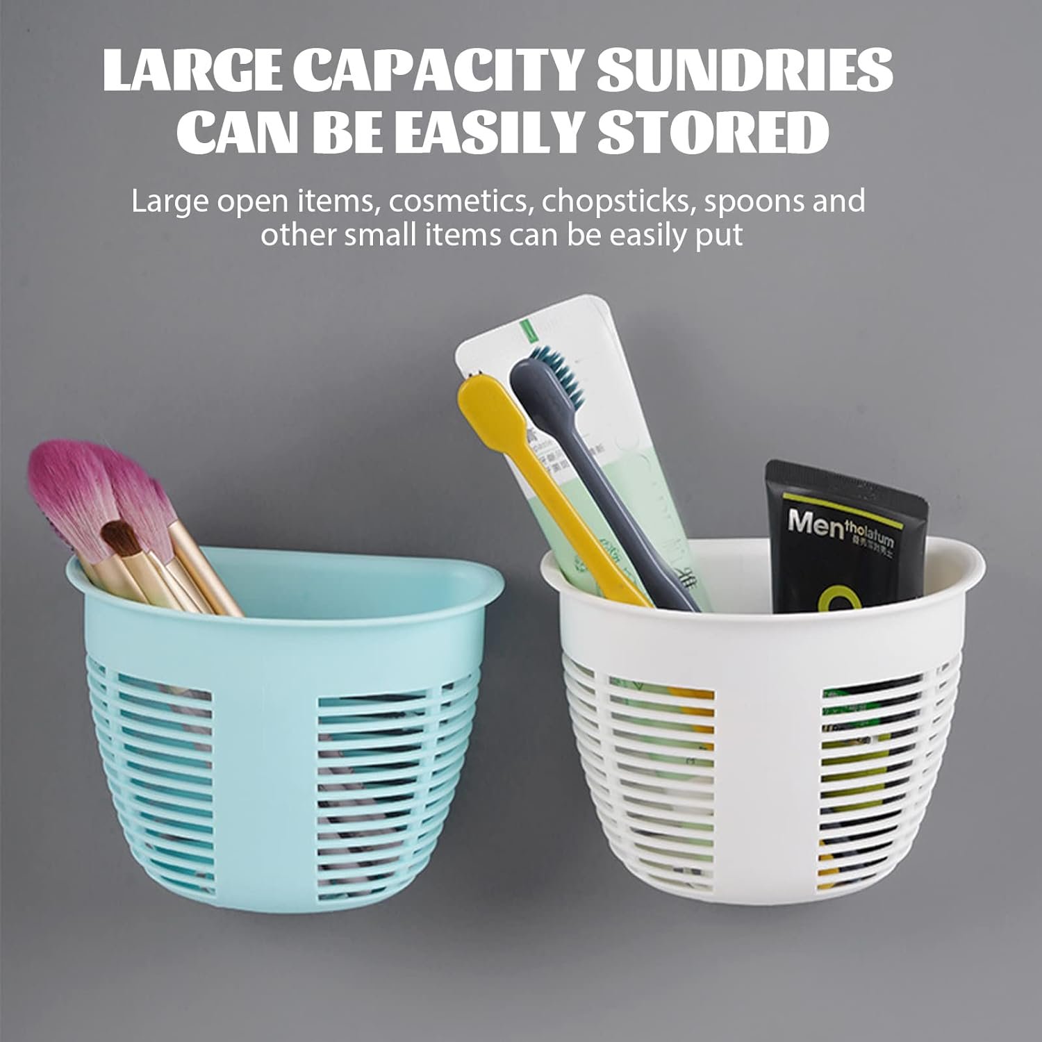 Hanging Plastic Storage Basket – Wall Mounted Organizer | Bathora