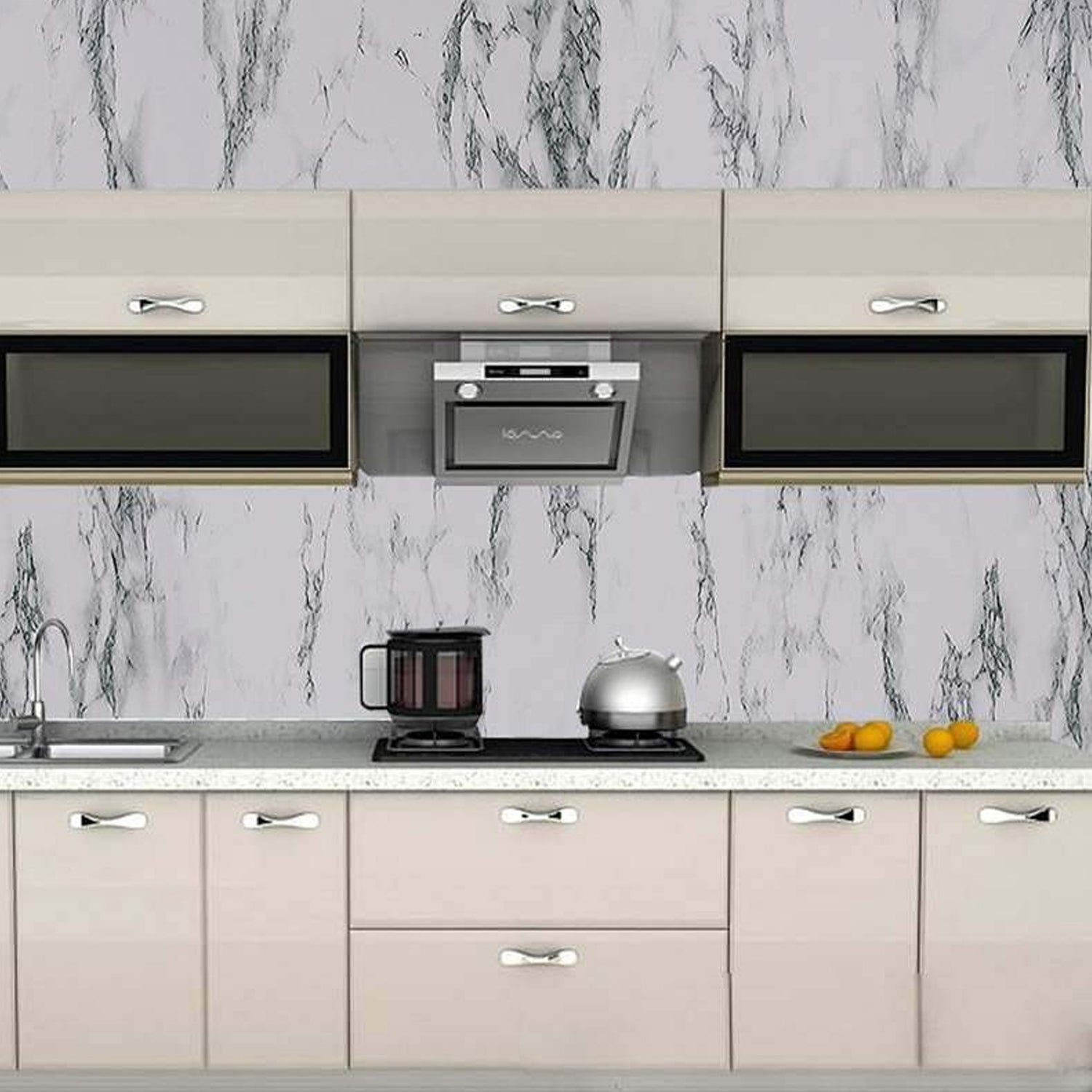 Marble Kitchen Wallpaper – Easy Peel & Stick Renovation 2m x 60cm