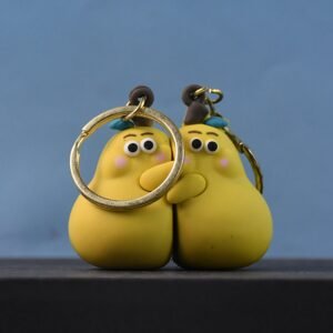 Cute Cartoon Couple Keychain Set – Soft Rubber 2-in-1 Hugging Pair
