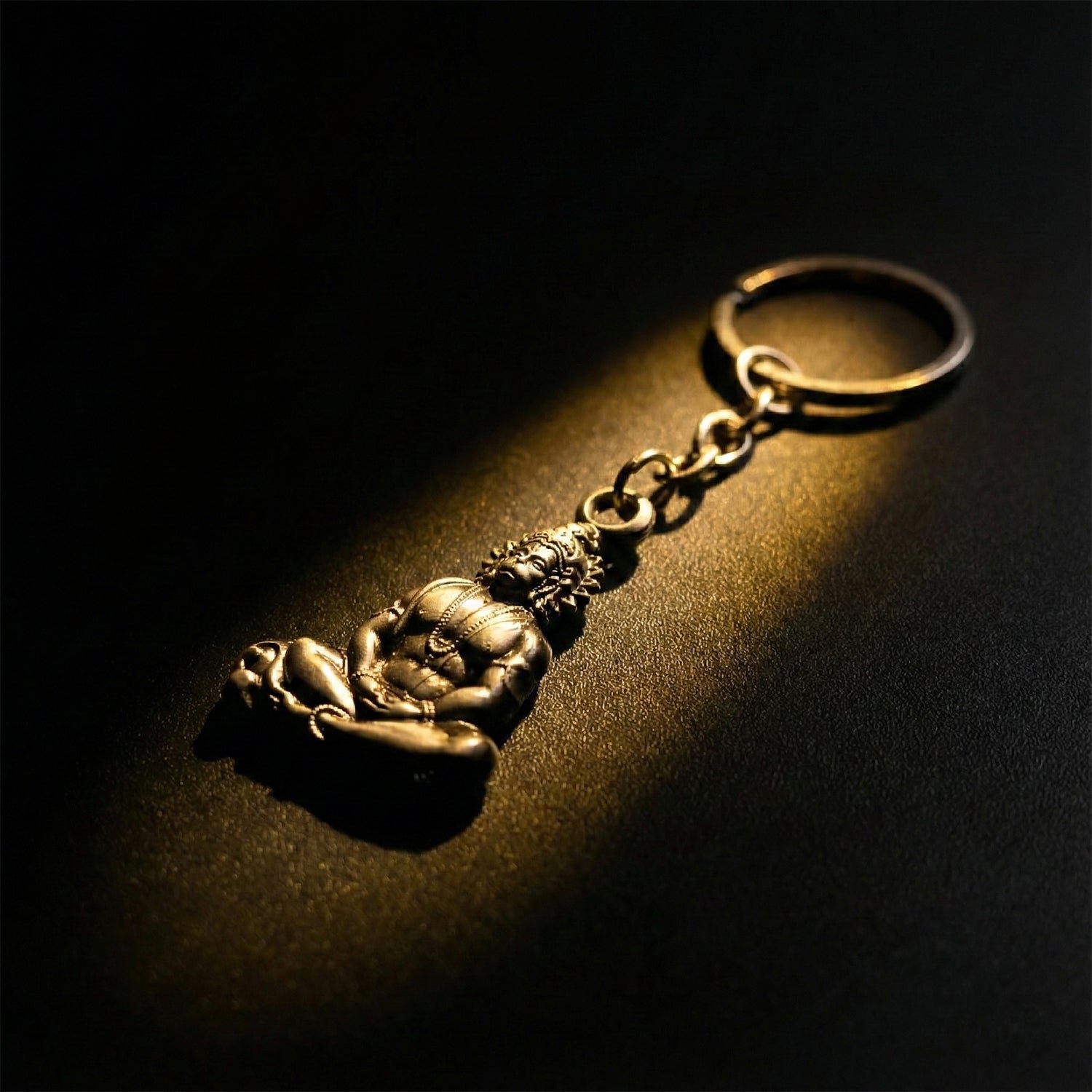 Hanuman Ji Sitting Pose Metal Keychain – Durable Spiritual Key Ring