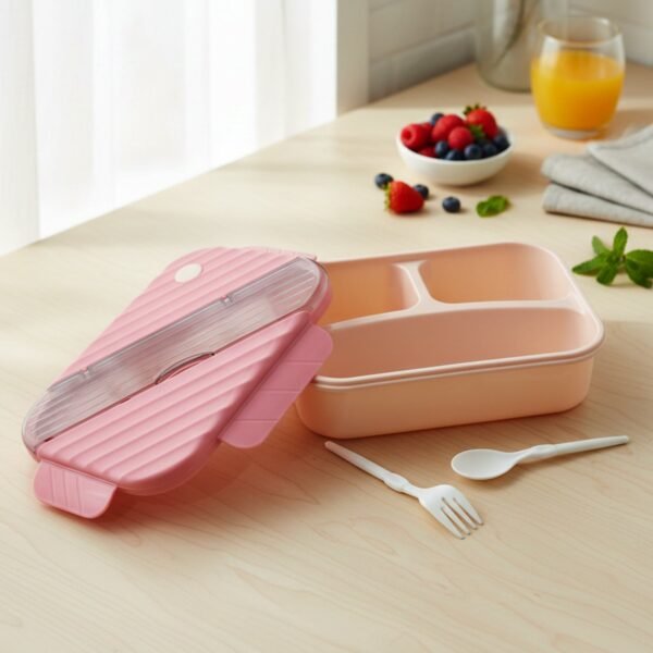 Plastic 3 Compartment Lunch Box for Kids, Organized & Portable
