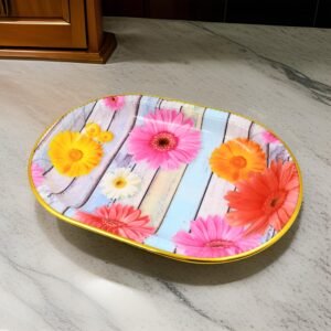 Plastic Serving Tray – Floral Design & BPA-Free | Indo Glow
