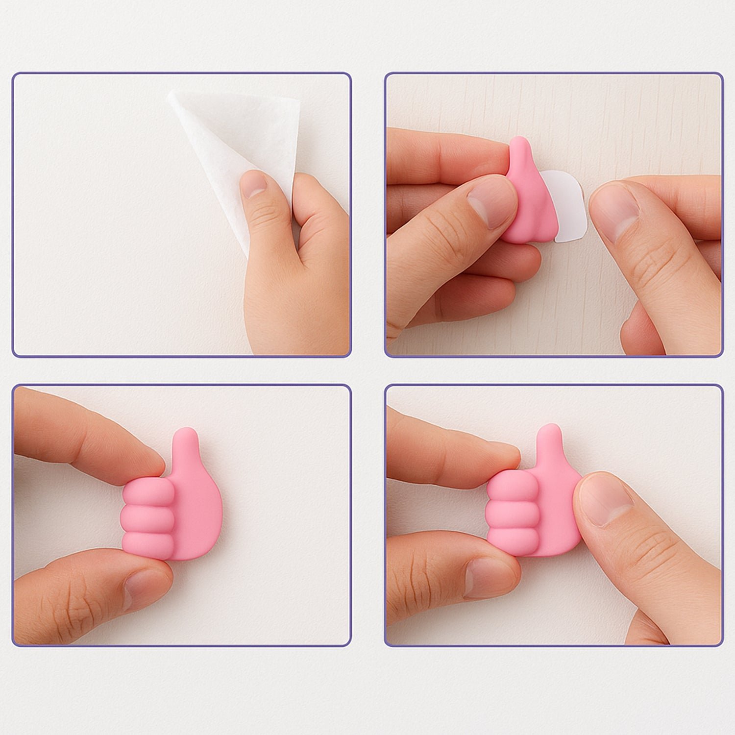 Hand-Shaped Wall Clip Holder – Pink Silicone Cable Organizer