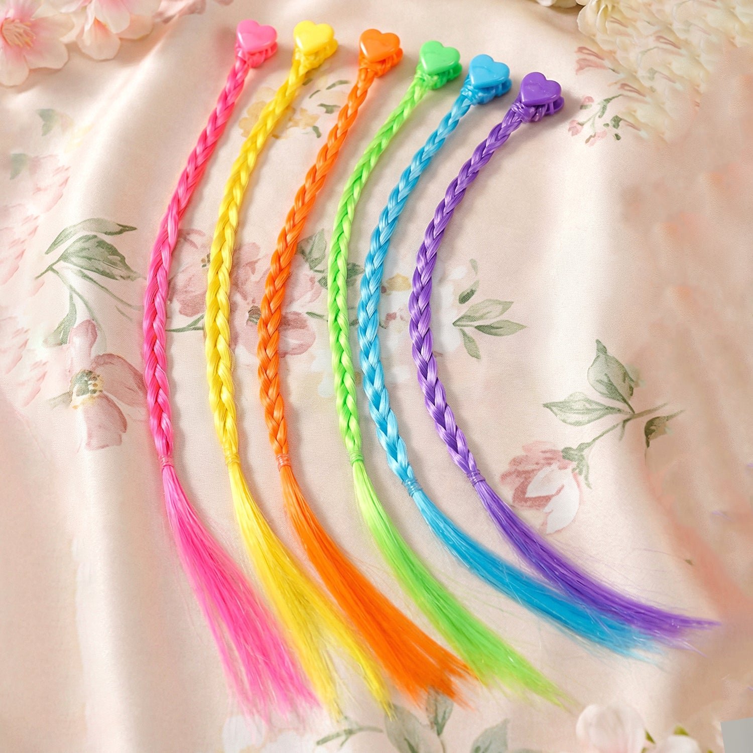 Braided Hair Extension Streaks – Colourful Clip-In Set for Kids