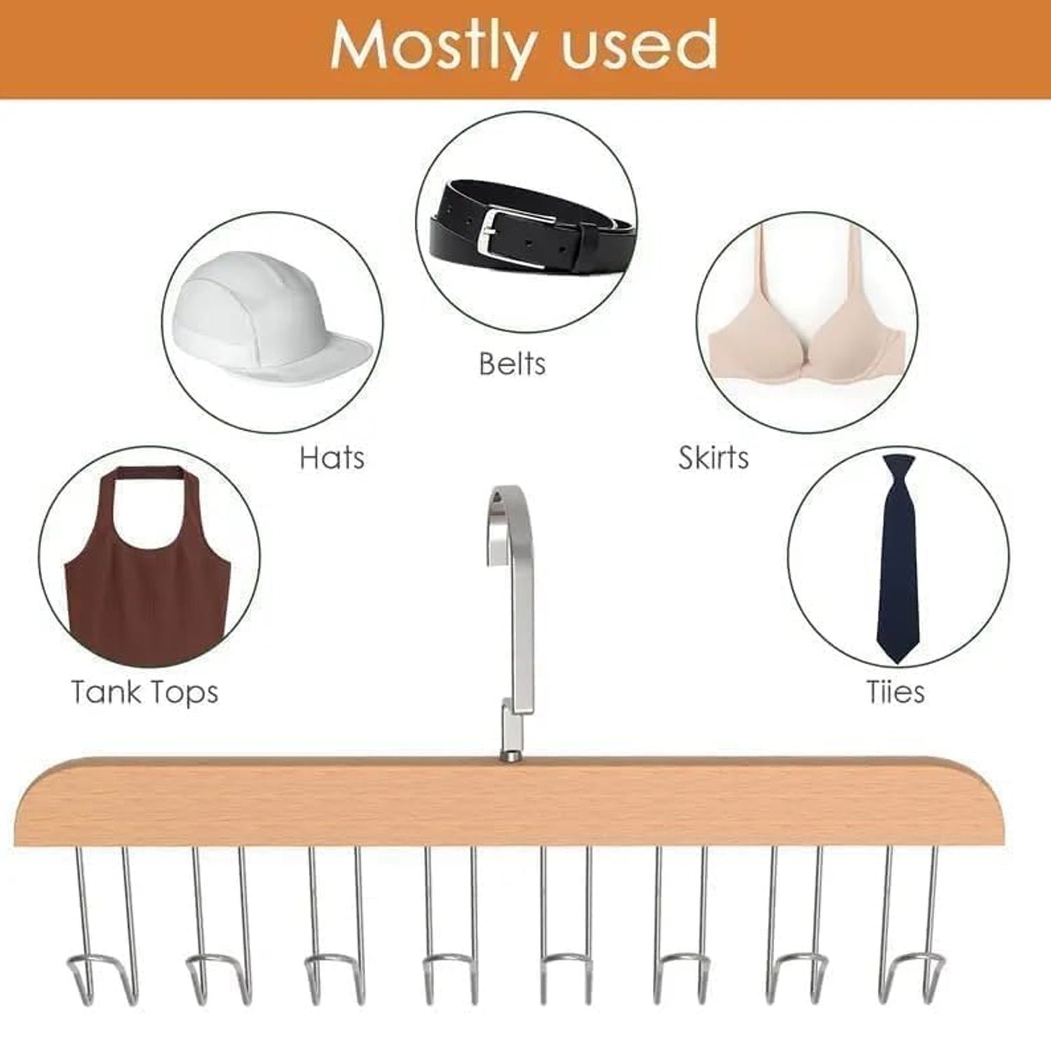 Space Saving Hanger – 8-Hook Lotus Wood Closet Organizer | Organivo