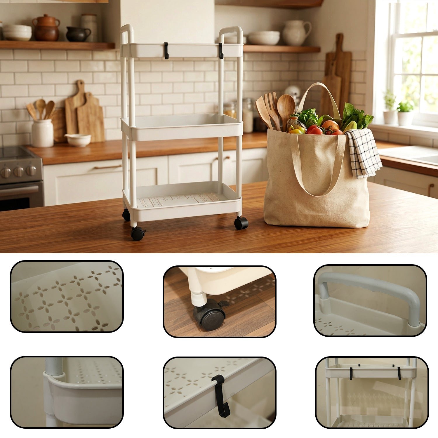 3 Layer Rolling Storage Trolley – Space-Saving Multipurpose Organizer