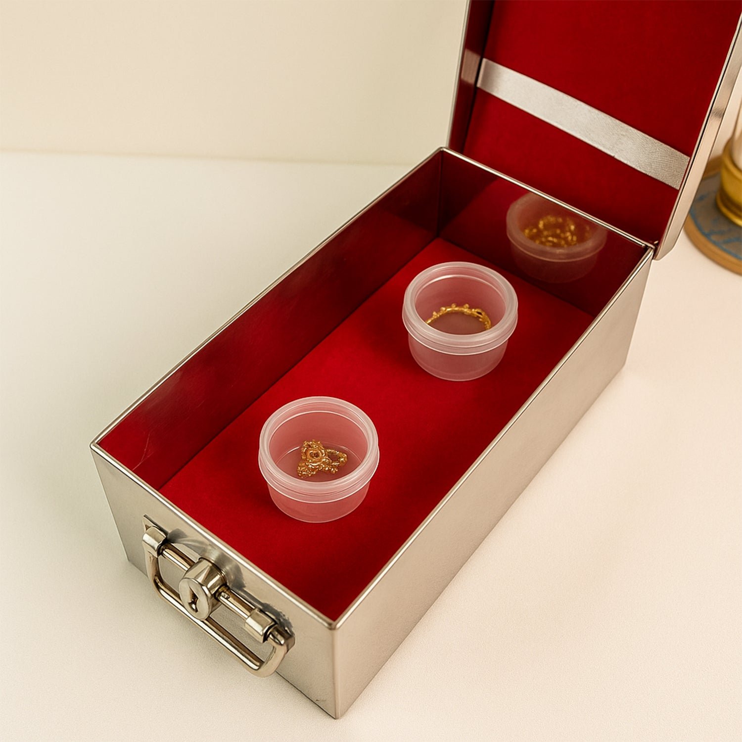 Jewellery Storage Box – Stainless Steel with Velvet & Lock