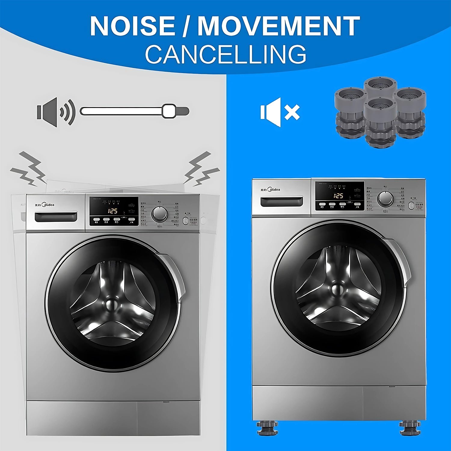 Anti-Vibration Pads for Washing Machines & Refrigerators – Adjustable Height & Stable Base