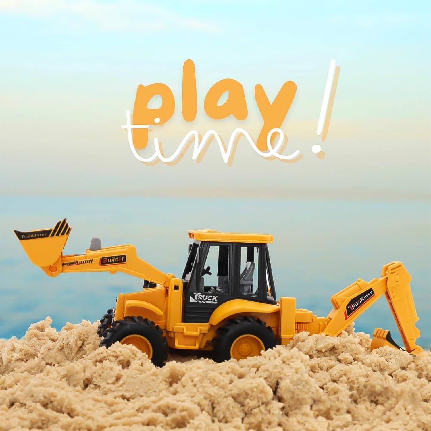 JCB Style Backhoe Loader Toy – Friction Powered Fun for Kids
