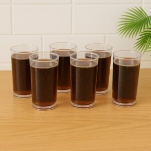 Martini Clear Glass Set – 6 Durable 300ml Plastic Tumblers