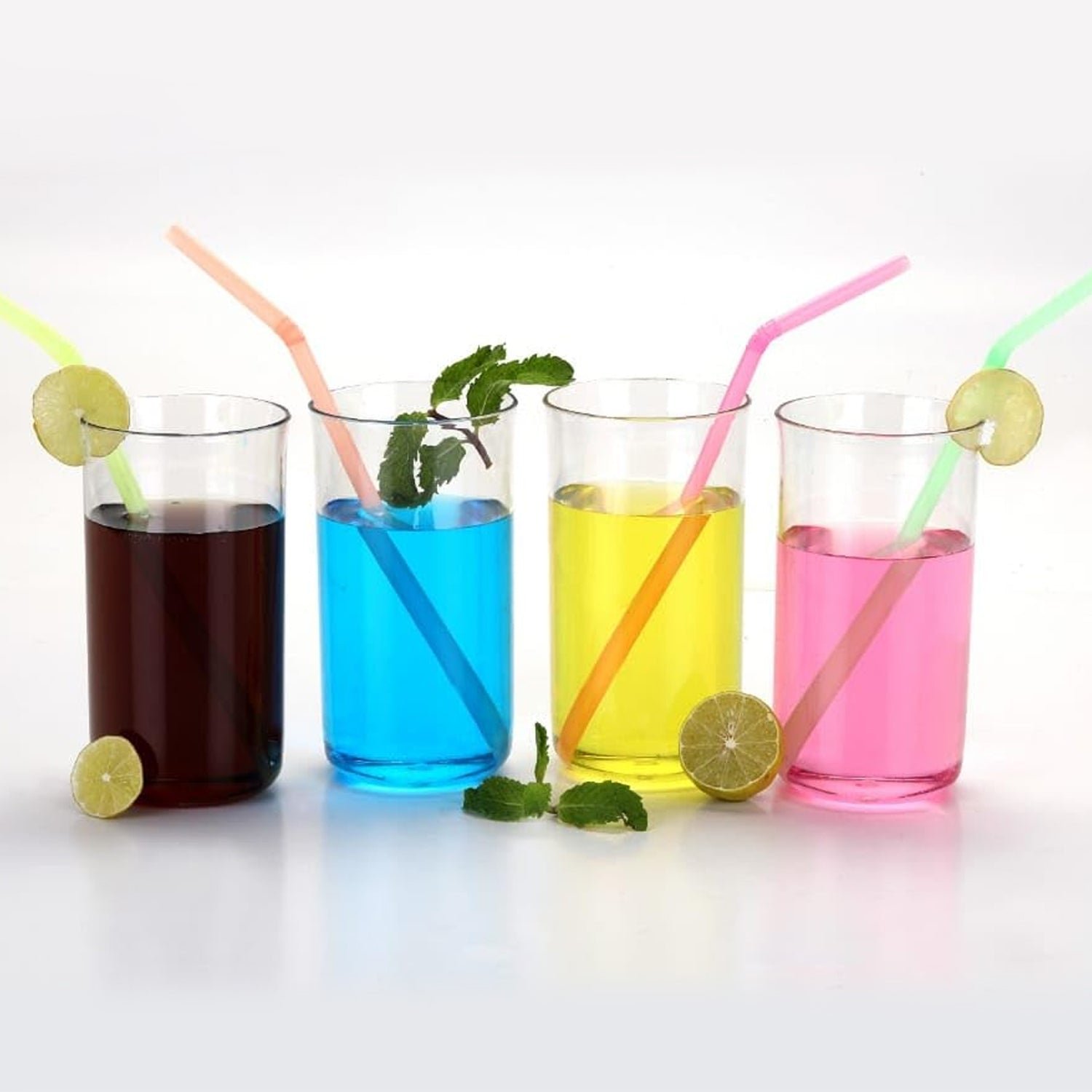 Glossy Plastic Glass Set – Durable 300ml Lightweight Tumblers (6 Pc)