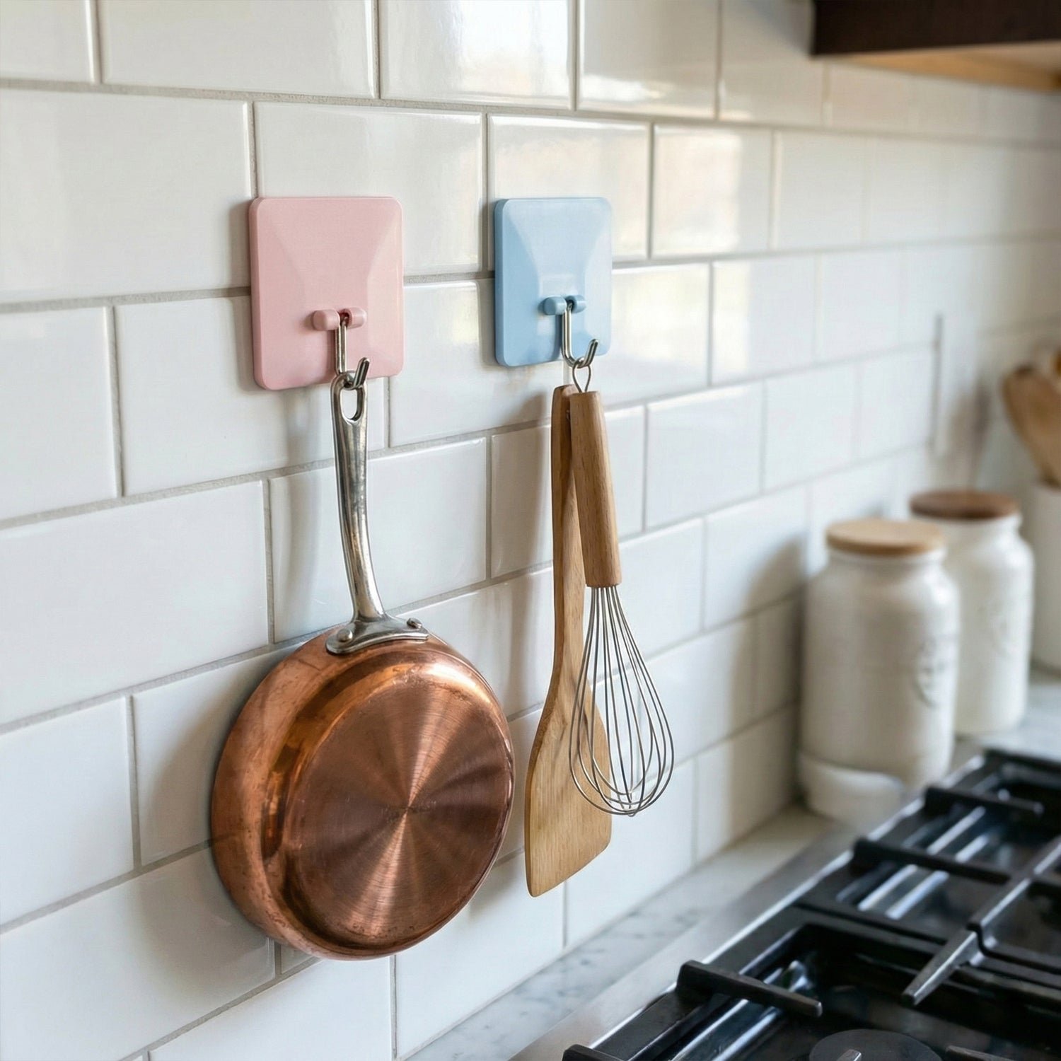 Self-Adhesive Wall Utility Hooks – Heavy-Duty Square Set (2 Pc)