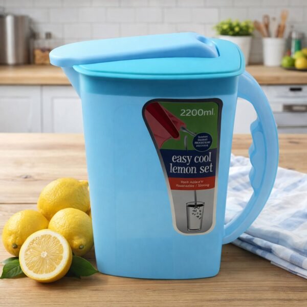 Water Jug with Lid & Handle – Easy Cool Lemon Set 2200ml