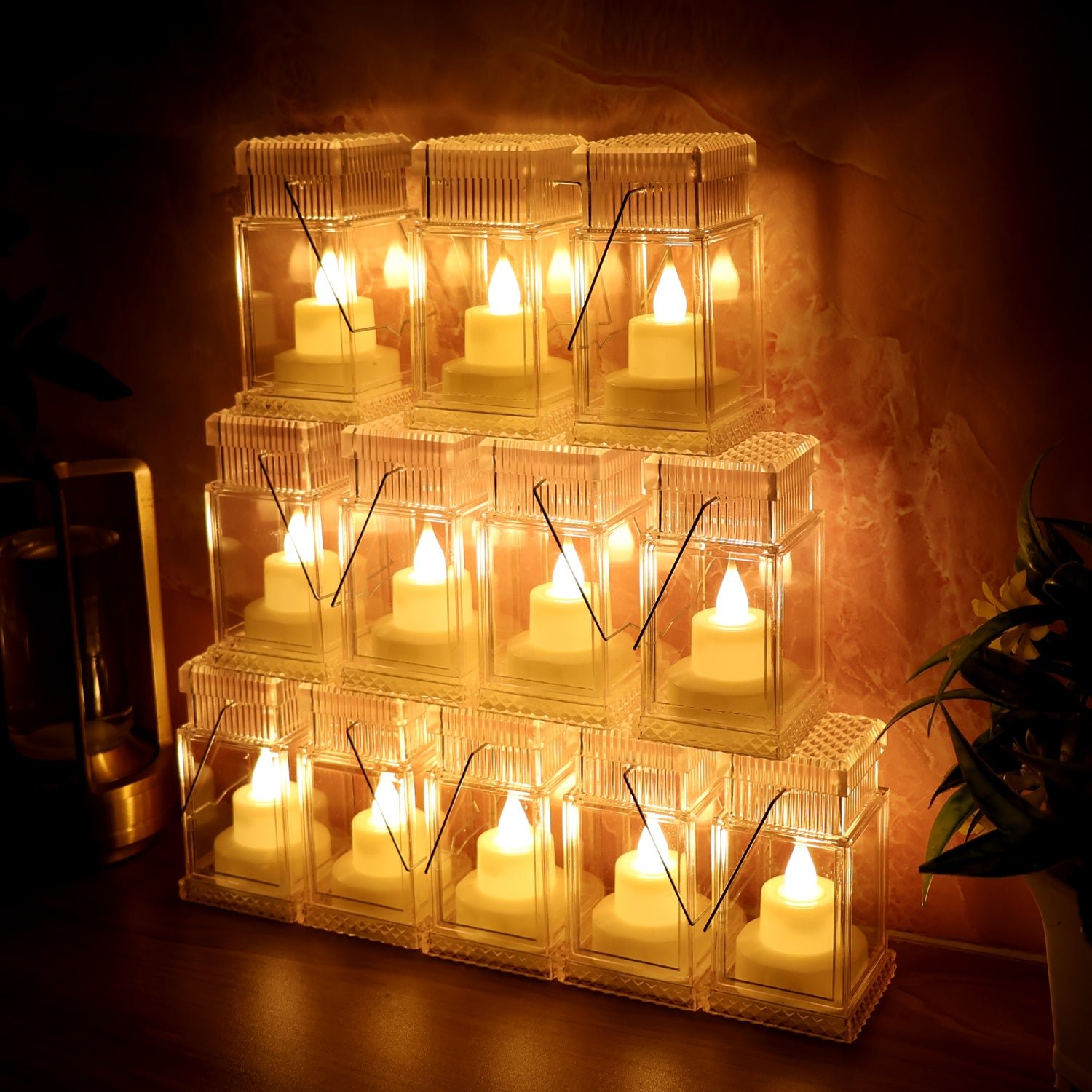 LED Storm Lantern Decorative Lights – Set of 12 Battery-Operated Flameless Lanterns