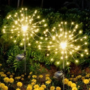 Solar Starburst Garden Lights – Warm White Firework Effect 2 Pc Set