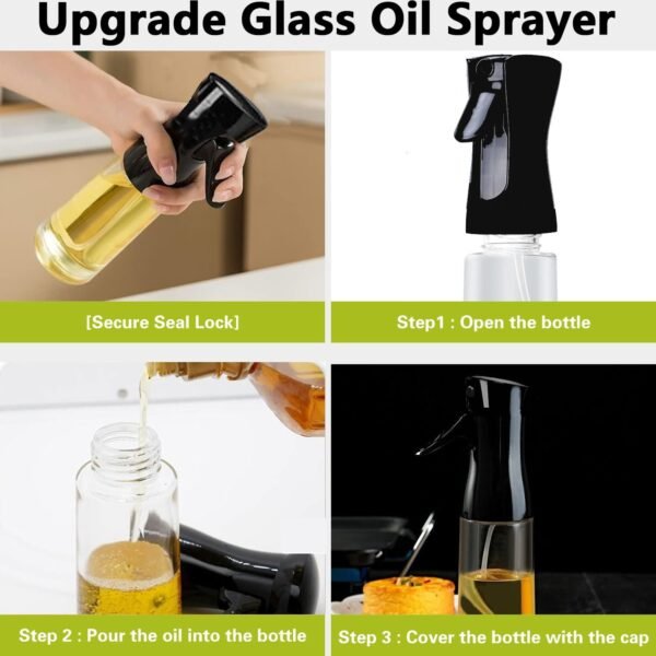 Oil Spray Bottle 300ml – Fine Mist Glass Dispenser for Cooking