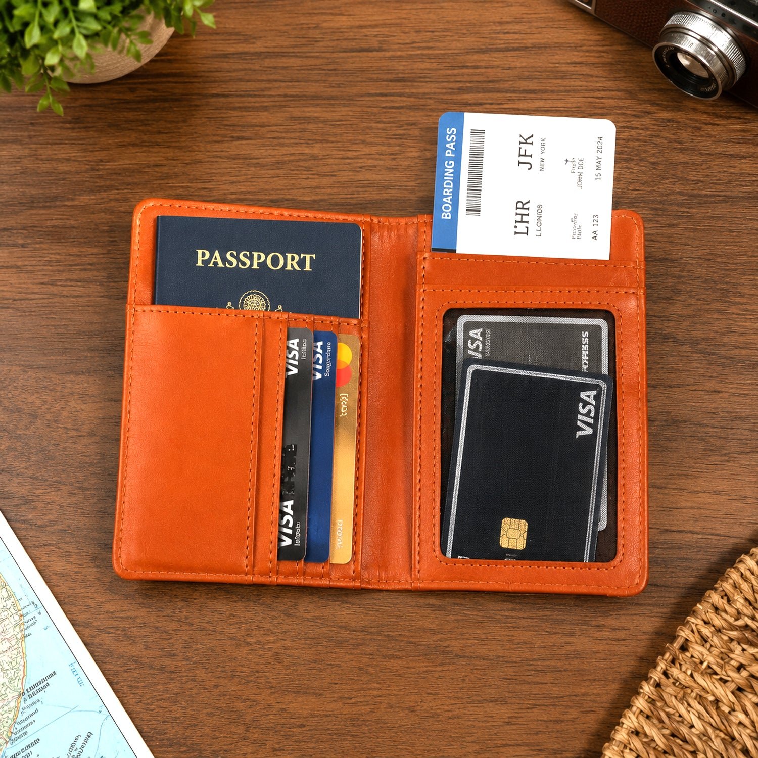 Travel Passport Holder – Durable PU Leather Multifunction Wallet