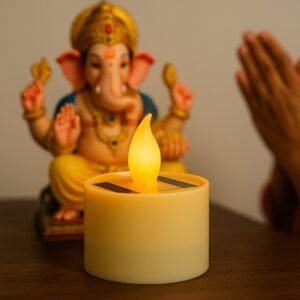 Solar Powered LED Flameless Candle – Safe Warm Glow for Decor