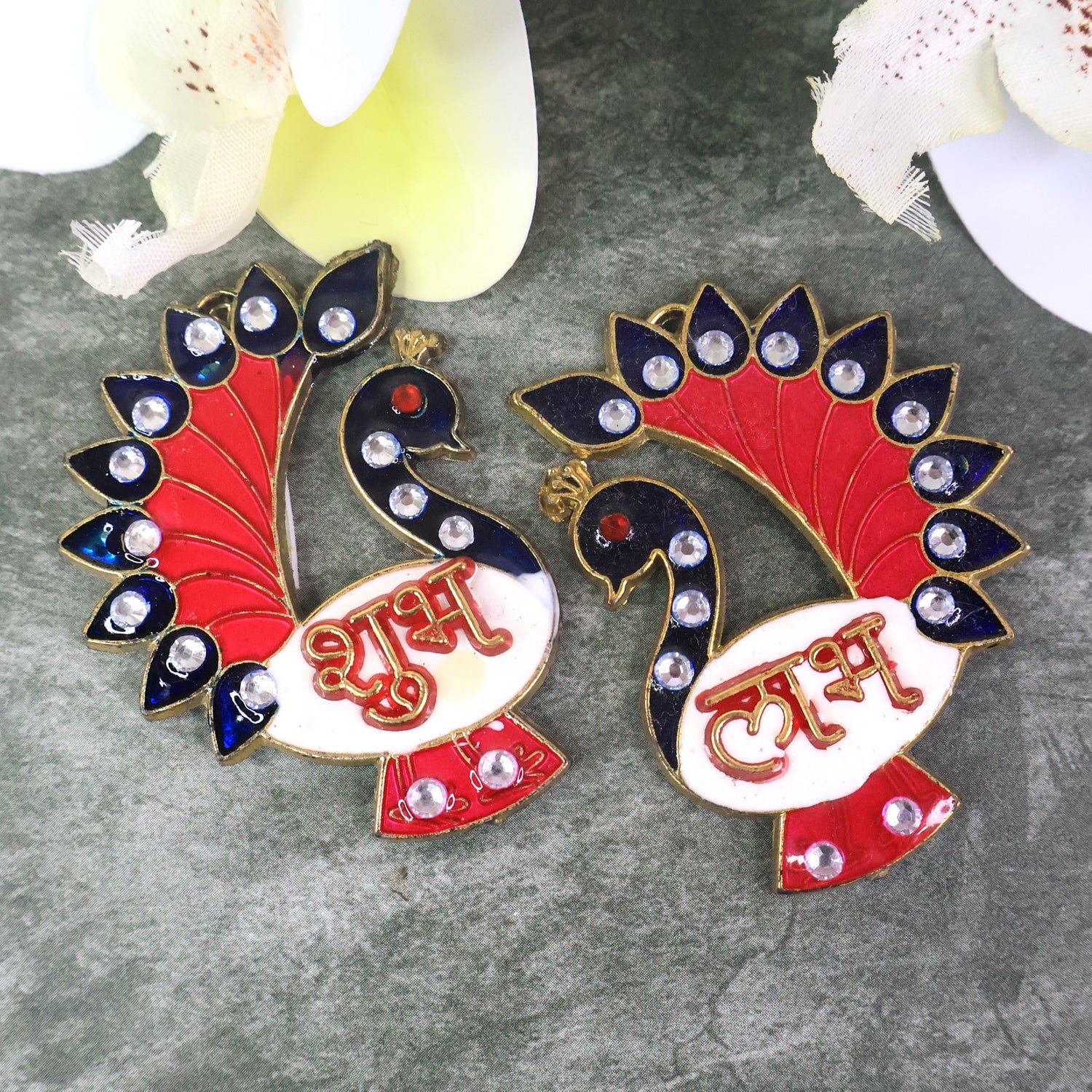 Peacock Wall Hanging Set – Traditional Shubh Labh Decor for Festivals