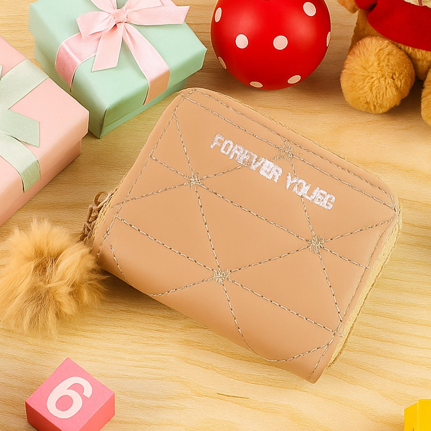 Kids Wallet with Soft Fur Zip Puller – Compact & Stylish Purse