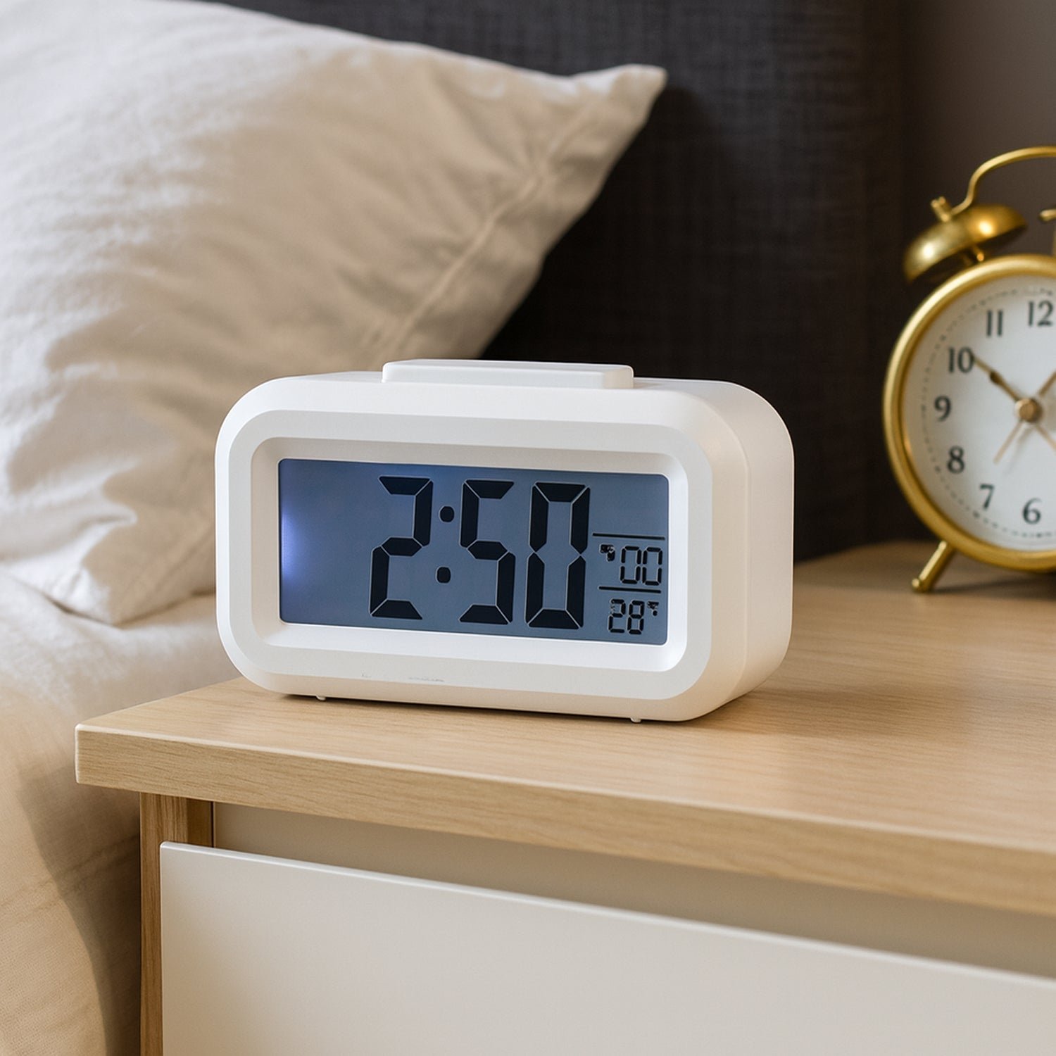 Digital LED Alarm Clock – Compact with Temperature & Night Light