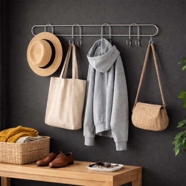 Heavy Duty Wall Mounted Hook Rack – Durable Stainless Steel Organizer