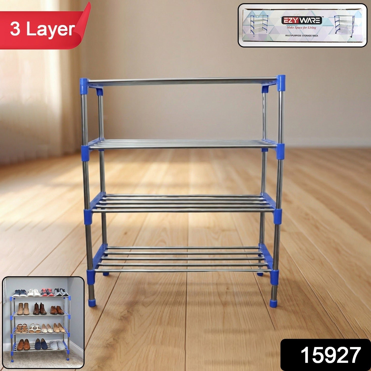 4-Layer Shoe Rack Organizer – Durable Stainless Steel Storage