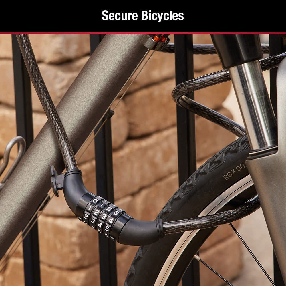 Bicycle Cable Lock – Heavy Duty 4-Dial Combination, Multi-Use | Safora