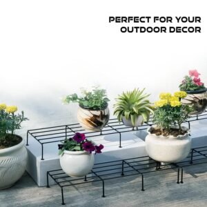Metal Rectangle Flower Plant Stand – Durable 2 Pc Set | Giftoiza