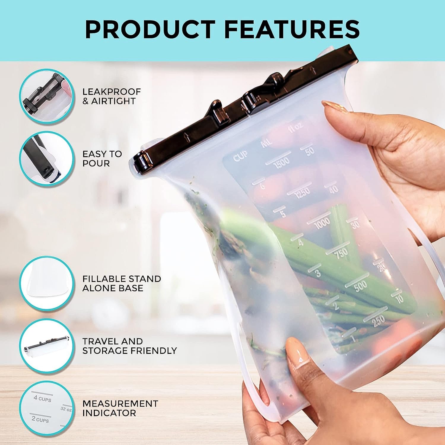 Reusable Silicone Food Storage Bag – Leakproof Flat Bottom | Tidy Table