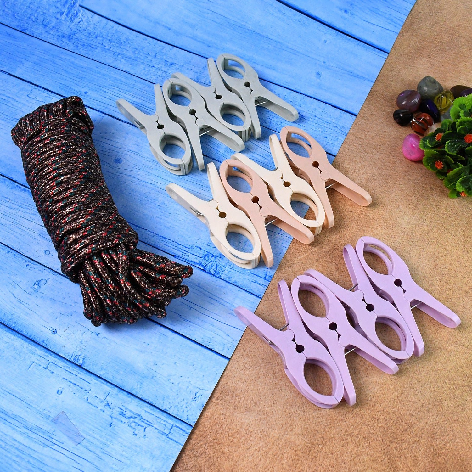 Cloth Drying Rope with Clips – Durable 12-Piece Hanging Set