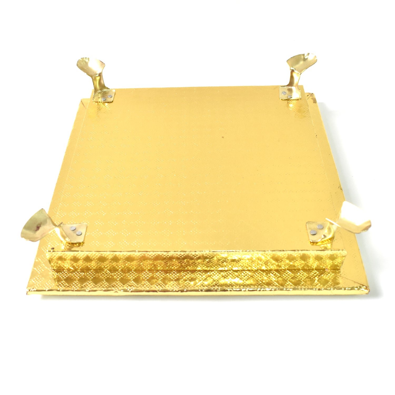Pooja Chowki – Golden Square Wooden Bajot (20x20 CM) | Styleva