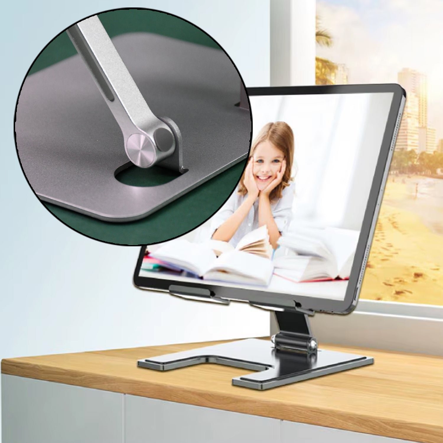Tablet Stand – Adjustable Ergonomic Metal Alloy Holder | Wiregenix