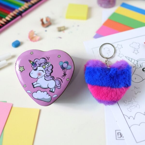 Heart Shape Gift Box & Plush Keychain – Cute 2-Piece Gift Set